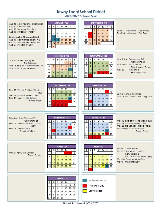 2026-2027 District Calendar